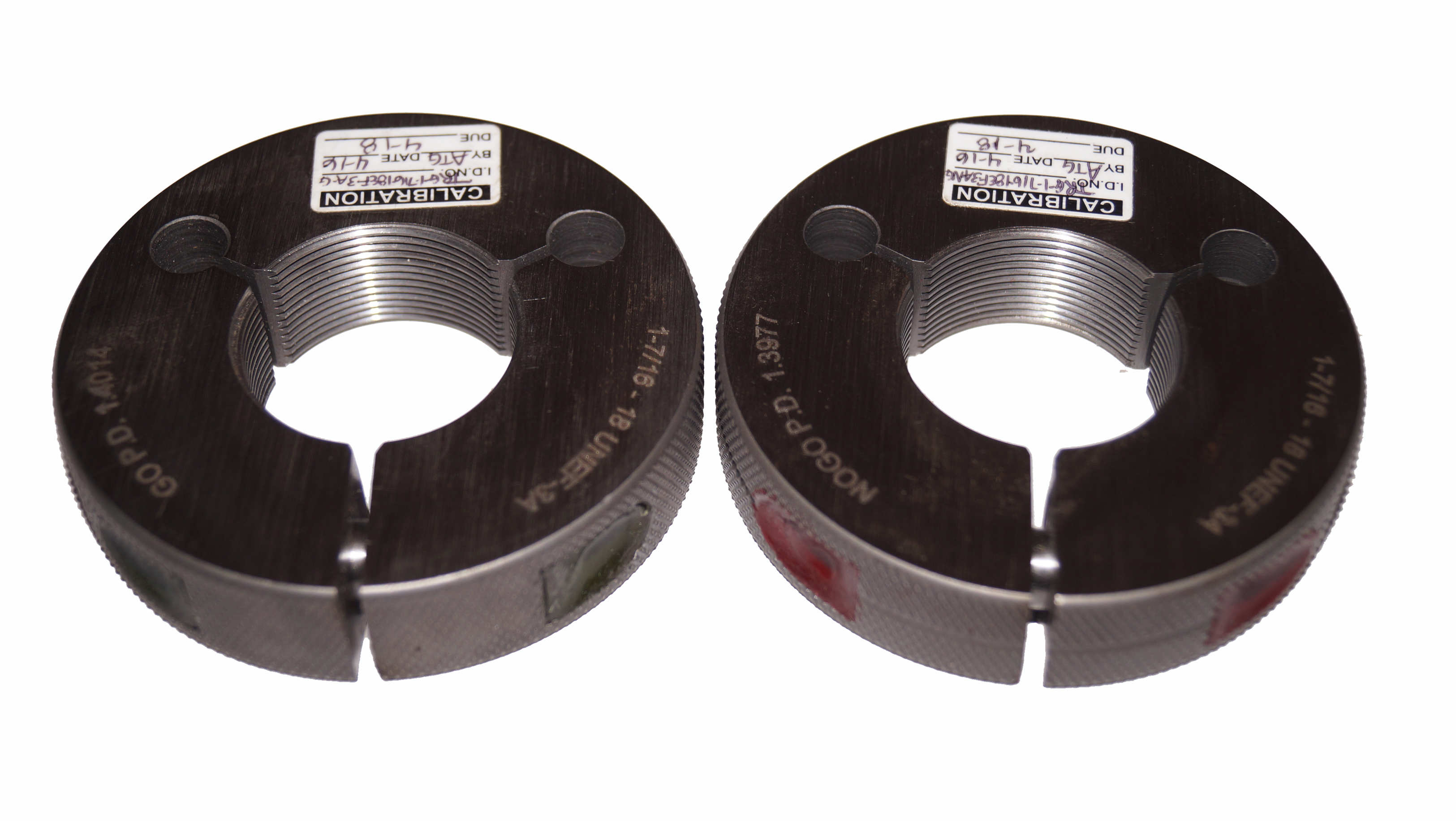 1/2 20 UNF 3A THREAD RING GAGES .5 GO NO GO P.D.'S = .4675 & .4643 INSPECTION 