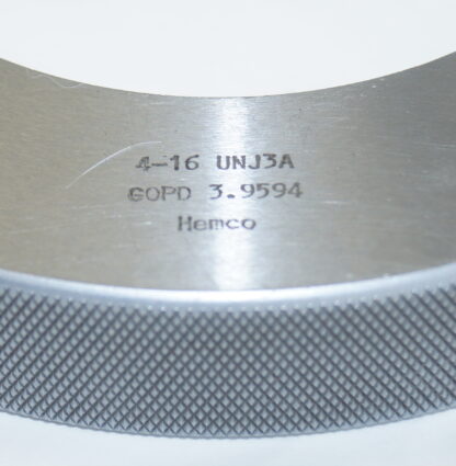 Hemco 4-16 UNJ-3A Thread Ring Gages Go 3.9594 Lo 3.9550